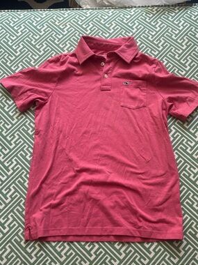 Vineyard vines boys polo with pocket pink/salmon
